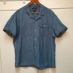 Men’s denim short sleeve button down shirt